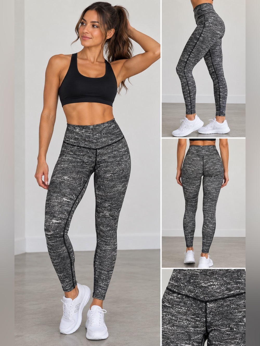 Lululemon High-Waist Textured Black White Gray Leggings